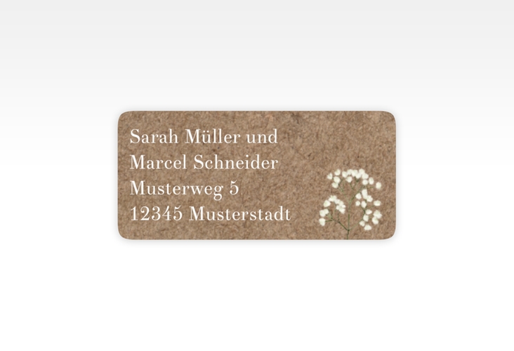 Absenderetikett Hochzeit Schleierkraut 45,7 x 21,2 mm Kraftpapier