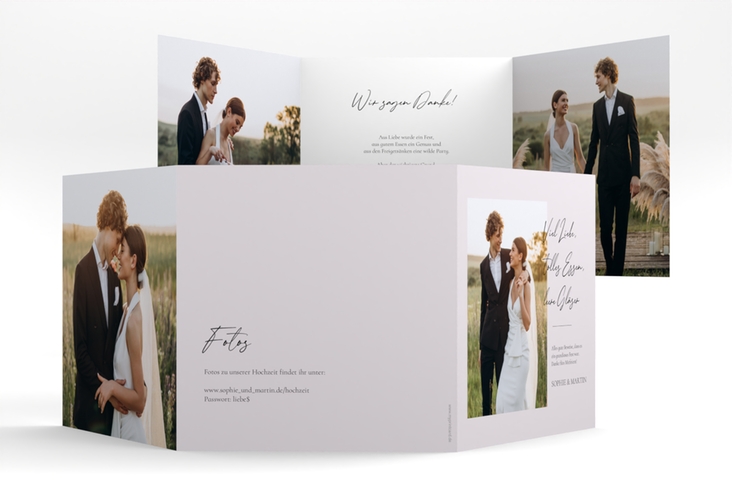 Dankeskarte Hochzeit Liebesbekundung quadr. Doppel-Klappkarte grau