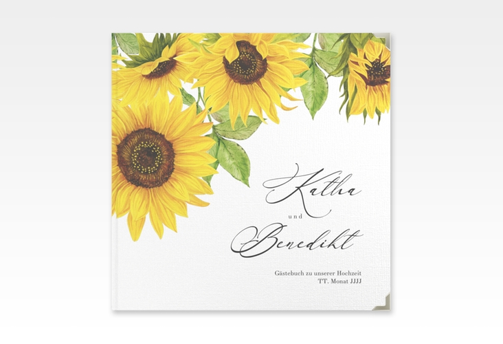Gästebuch Selection Hochzeit Sonnenblume Leinen-Hardcover weiss