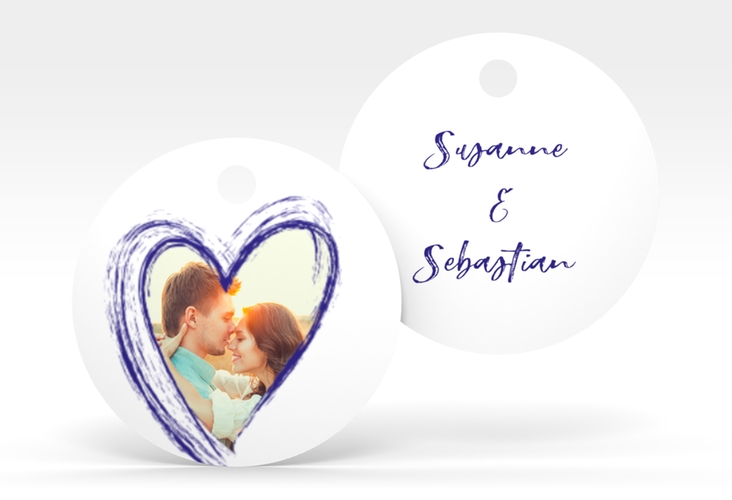 Geschenkanhänger Hochzeit Liebe Geschenkanhänger, rund blau hochglanz