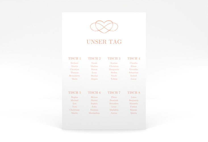Sitzplan Poster Hochzeit Infinity 50 x 70 cm Poster apricot