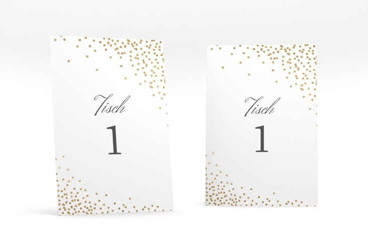 Tischnummer Hochzeit Glitter Tischaufsteller weiss hochglanz