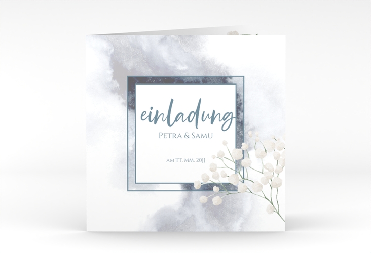 Hochzeitseinladung Winter quadr. Klappkarte mit Schleierkraut