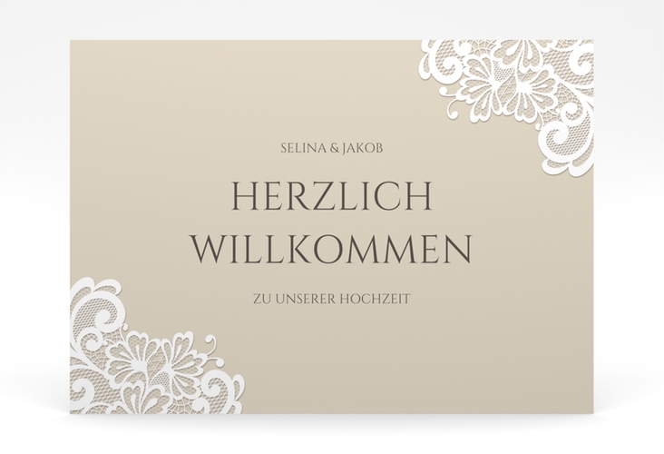 Willkommensschild Poster Vintage 70 x 50 cm Poster mit floraler Spitze