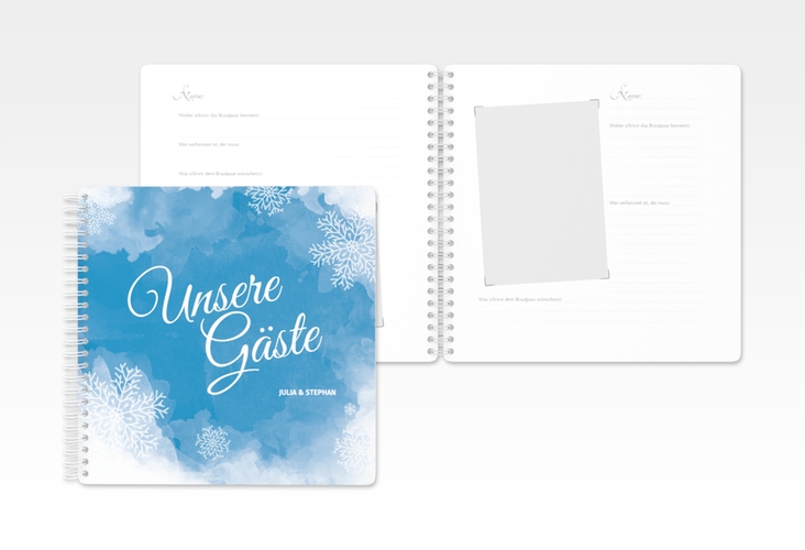 Gästebuch Hochzeit Frozen Ringbindung mit Winter-Design