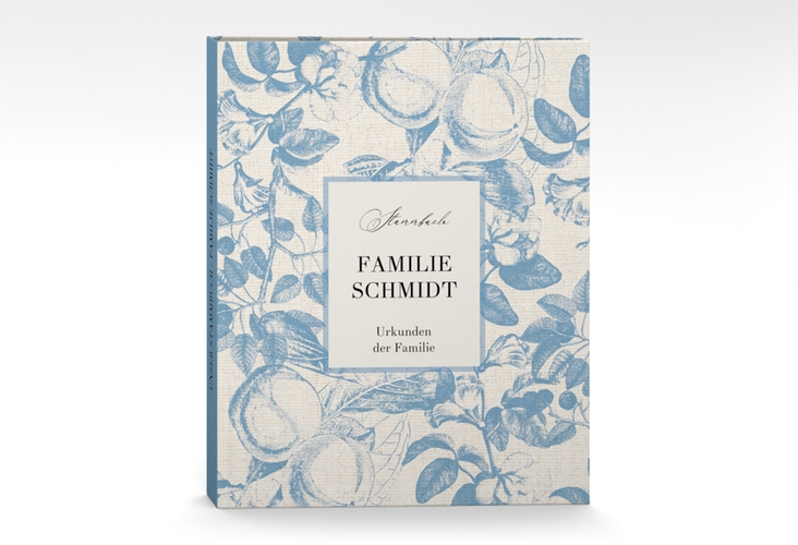 Stammbuch A4 Toile Stammbuch A4 blau mit Blättermuster im Toile-de-Jouy-Stil