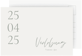 Klick: Details zu Verlobungskarte Hochzeit "Day" anzeigen Verlobungskarte Hochzeit Day A6 Postkarte weiss mit Datum im minimalistischen Design