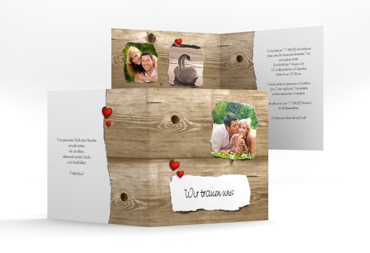 Hochzeitseinladung Reichenhall quadr. Klappkarte braun hochglanz