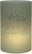 Klick: Details zu Windlicht Hochzeit "Greenletter" anzeigen Windlicht Hochzeit Greenletter Windlicht gruen mit Initialen in elegantem Goldrahmen mit Blättern