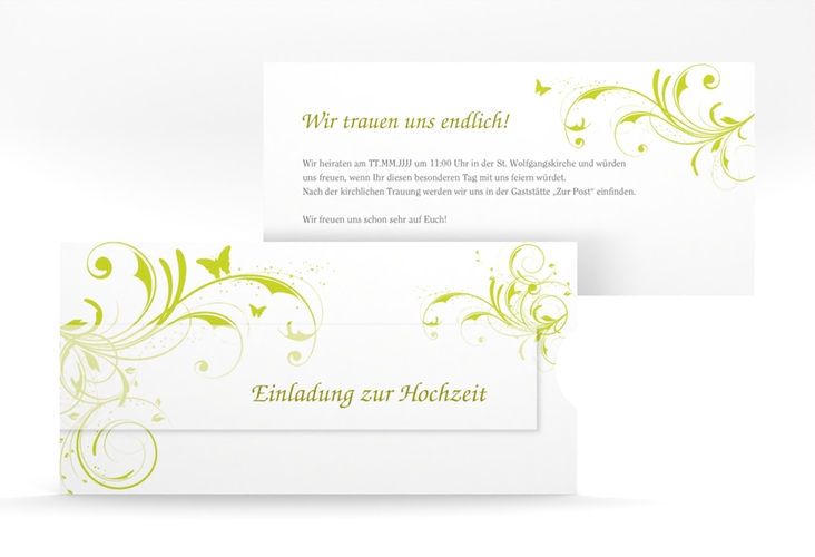 Hochzeitseinladung Palma Einsteckkarte gruen