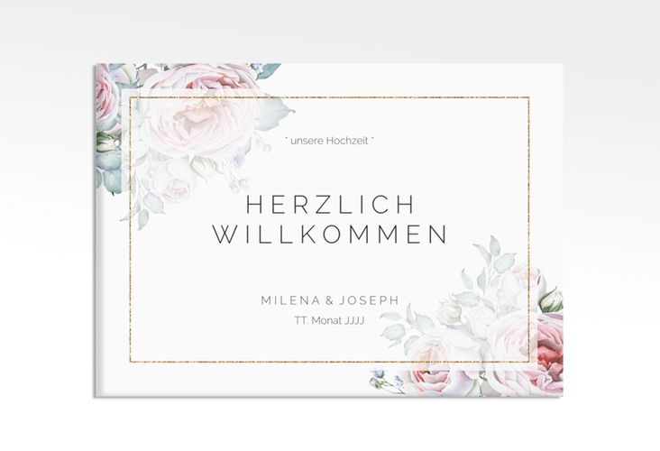 Willkommensschild Leinwand Embrace 70 x 50 cm Leinwand weiss