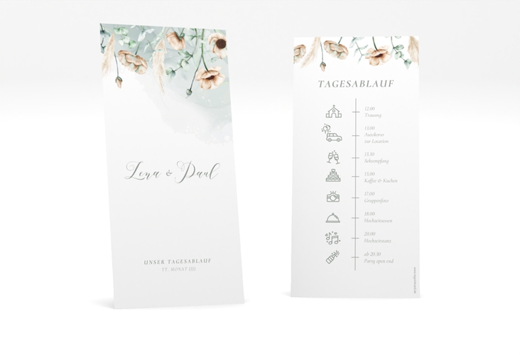 Tagesablauf Hochzeit Anemone lange Karte hoch