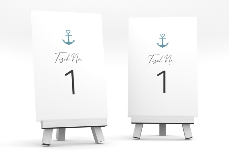 Tischnummer Hochzeit Ankerliebe Tischaufsteller im minimalistischen maritimen Design mit Anker