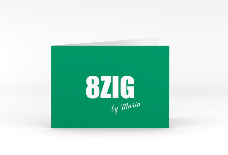 Einladung 80. Geburtstag Zig A6 Klappkarte quer gruen