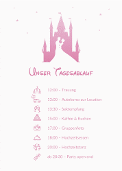 Klick: Details zu Tagesablauf Poster Hochzeit "Castle" anzeigen Tagesablauf Poster Hochzeit Castle 50 x 70 cm Poster rosa