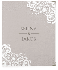 Klick: Details zu Hochzeitsalbum "Vintage" anzeigen Hochzeitsalbum Vintage 21 x 25 cm grau mit floraler Spitze