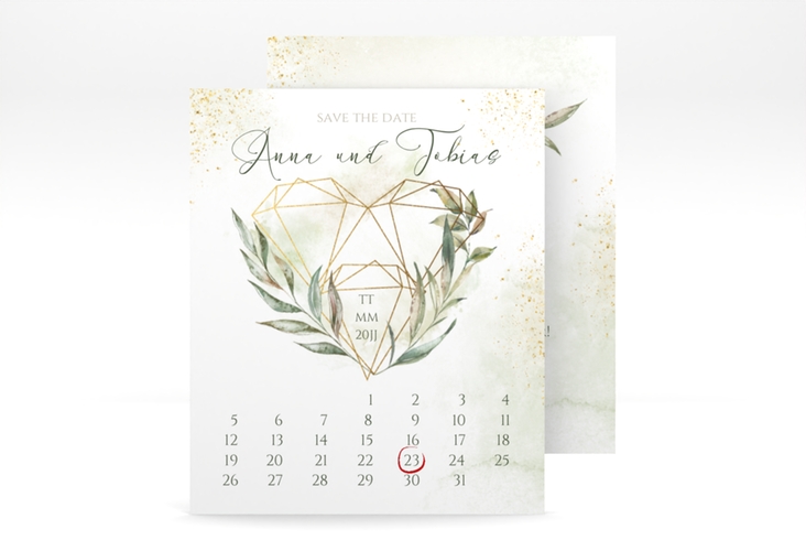 Save the Date-Kalenderblatt Heartfelt Kalenderblatt-Karte mit Diamanten im Geometric Design
