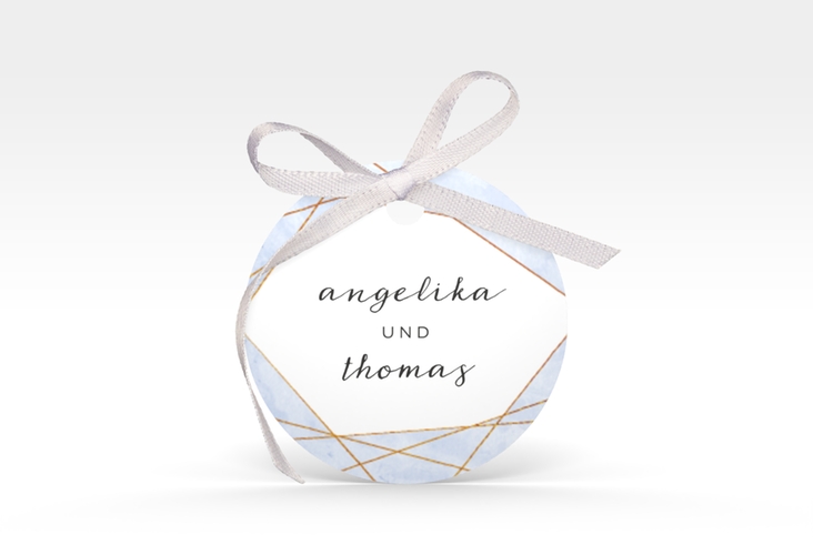 Geschenkanhänger Hochzeit Asymmetry Geschenkanhänger, rund blau hochglanz