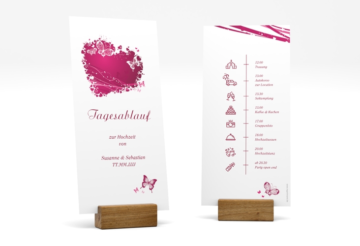 Tagesablauf Hochzeit Mailand lange Karte hoch pink hochglanz