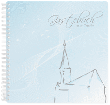 Gästebuch Taufe Church Ringbindung blau