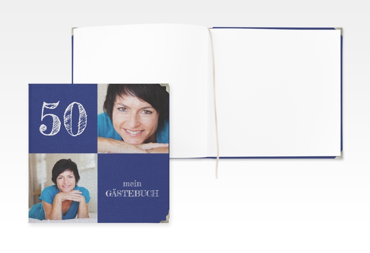 Gästebuch Selection Geburtstag Lebensfreude Leinen-Hardcover blau