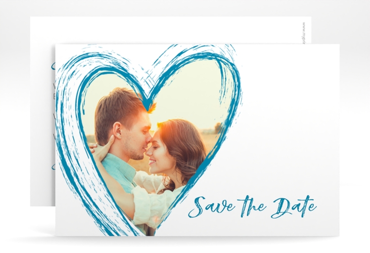 Save the Date-Karte Liebe A6 Karte quer tuerkis hochglanz