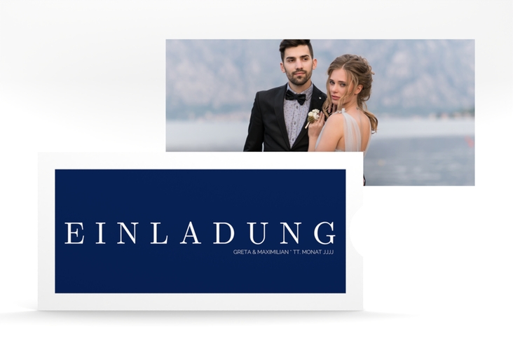 Hochzeitseinladung Simply Einsteckkarte blau hochglanz