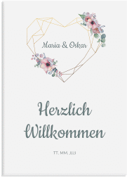 Willkommensschild Leinwand "Herzgold"