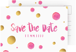 Save the Date-Postkarte Geburtstag Dots A6 Postkarte pink