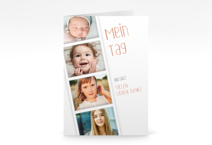 Danksagung Jugendweihe Photostrip A6 Klappkarte hoch apricot