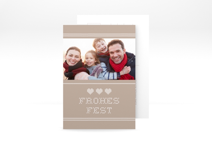 Weihnachtskarte Stitch A6 Postkarte beige