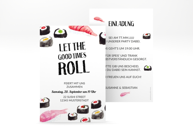 Einladungskarte Sushi A6 Karte hoch