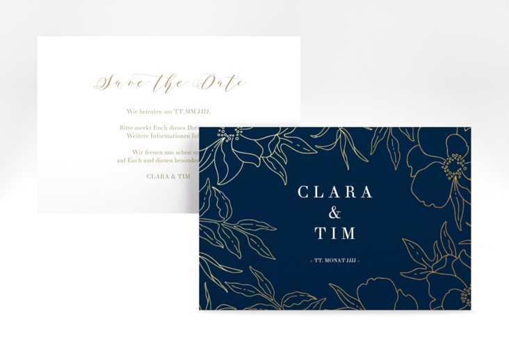 Save the Date-Karte Contour A6 Karte quer blau hochglanz