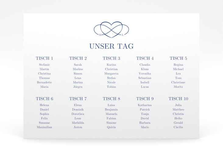 Sitzplan Poster Hochzeit Infinity 70 x 50 cm Poster