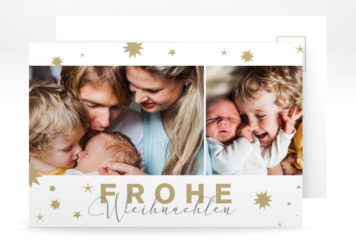 Weihnachtskarte Sternenglanz A6 Postkarte weiss