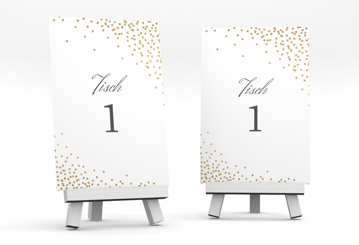 Tischnummer Hochzeit Glitter Tischaufsteller weiss hochglanz
