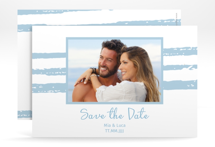 Save the Date-Karte Hochzeit Mare A6 Karte quer blau