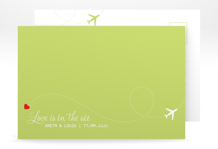 Save the Date-Postkarte Weddingpass A6 Postkarte gruen hochglanz