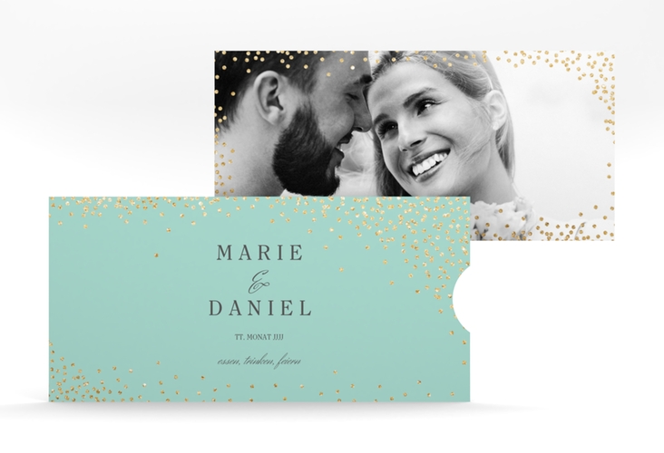 Hochzeitseinladung Glitter Einsteckkarte mint hochglanz