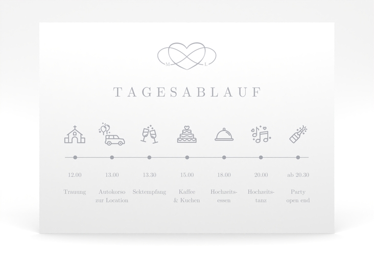 Tagesablauf Poster Hochzeit Infinity 70 x 50 cm Poster grau