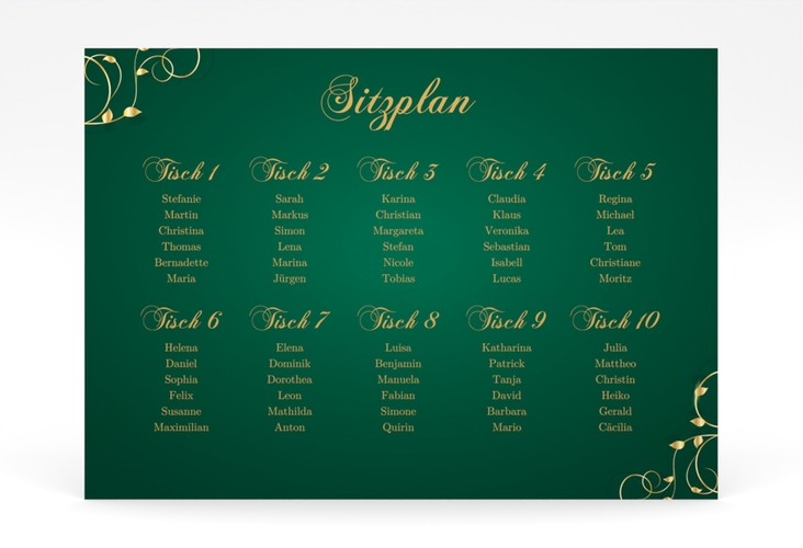 Sitzplan Poster Hochzeit Eternity 70 x 50 cm Poster gruen