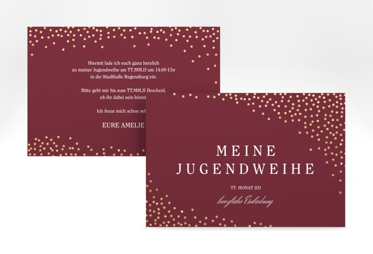 Einladung Jugendweihe Glossa A6 Karte quer rot hochglanz