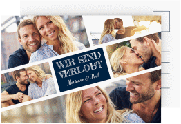 Klick: Details zu Verlobungskarte zur Hochzeit "Rise" anzeigen Verlobungskarte zur Hochzeit Rise A6 Postkarte blau
