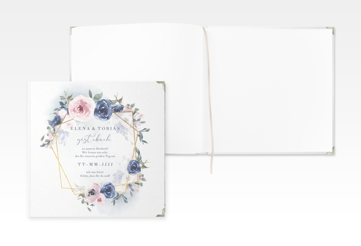 Gästebuch Selection Hochzeit Dustyblue Leinen-Hardcover weiss