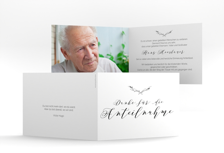 Danksagungskarte Trauer Horizont A6 Klappkarte quer weiss in Aquarell-Optik