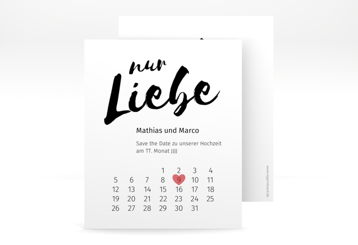 Save the Date-Kalenderblatt Message Kalenderblatt-Karte weiss hochglanz