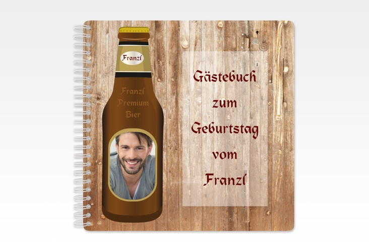 Gästebuch Geburtstag Bierflasche Ringbindung lustig mit Foto auf Bierflasche
