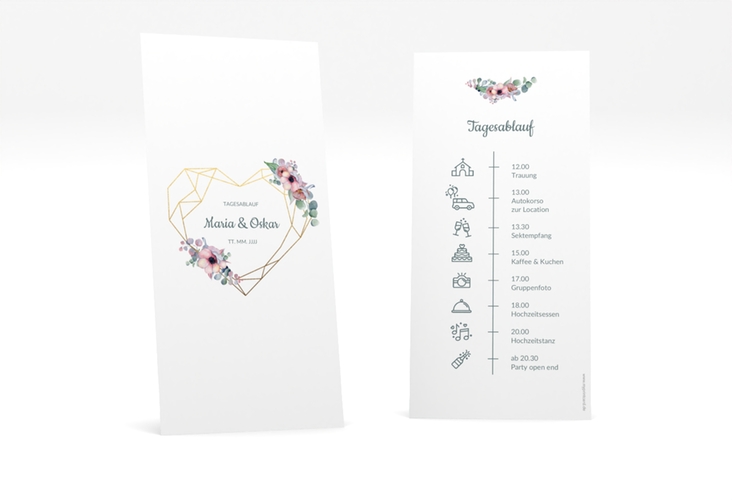 Tagesablauf Hochzeit Herzgold lange Karte hoch
