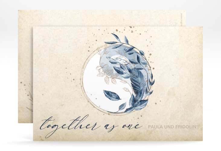 Save the Date-Karte YinYang A6 Karte quer beige im Vintage-Look