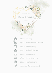 Klick: Details zu Tagesablauf Poster Hochzeit "Adore" anzeigen Tagesablauf Poster Hochzeit Adore 50 x 70 cm Poster gruen